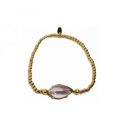 Pulsera Xernus Plata Dorada 3XE3004 Uniones De Esferas Piedra Amatista