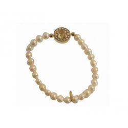 Xernus Gold Plated Silver Bracelet 3XE3128 Pearls with Virgin Figure