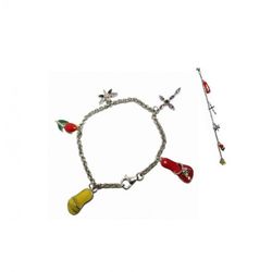 Pulsera Xernus Plata NF1339 Charms Fruta Cruz Zapatilla