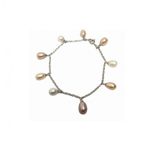 Xernus Silver Bracelet NF1342 White Pearlescent and Gray Pearls