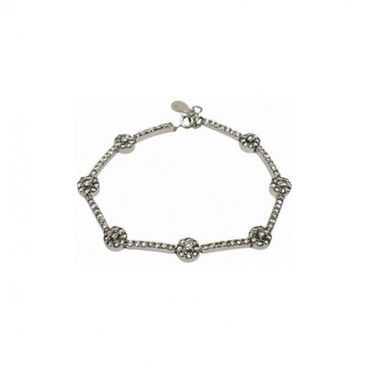 Xernus Silver Bracelet NF1687 Rectangular Links with Zirconia