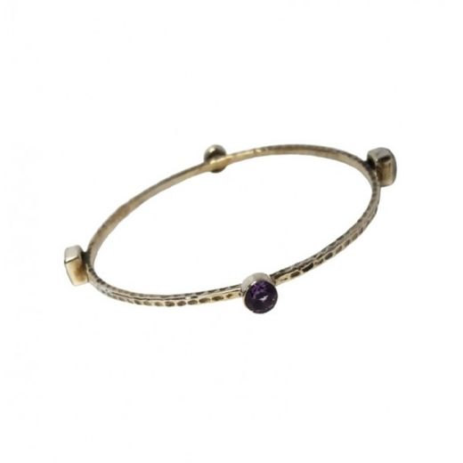 Xernus Silver Bracelet NF2550 Half Round With 4 Crystals