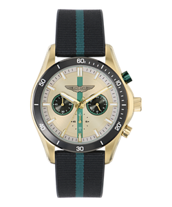 Reloj Aston Martin Hombre MTRL1F601 Sport Negro Cronógrafo Acero Dorado Analógico