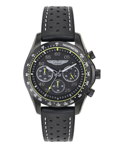 Reloj Aston Martin Hombre MTRS1F502 Cronógrafo Piel Negra Acero Negro Analógico