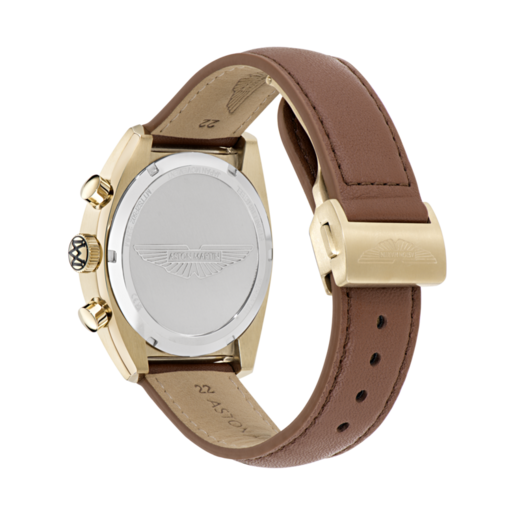 Reloj Aston Martin Hombre MTTS2F502 Cronógrafo Piel Marrón Acero Dorado Analógico