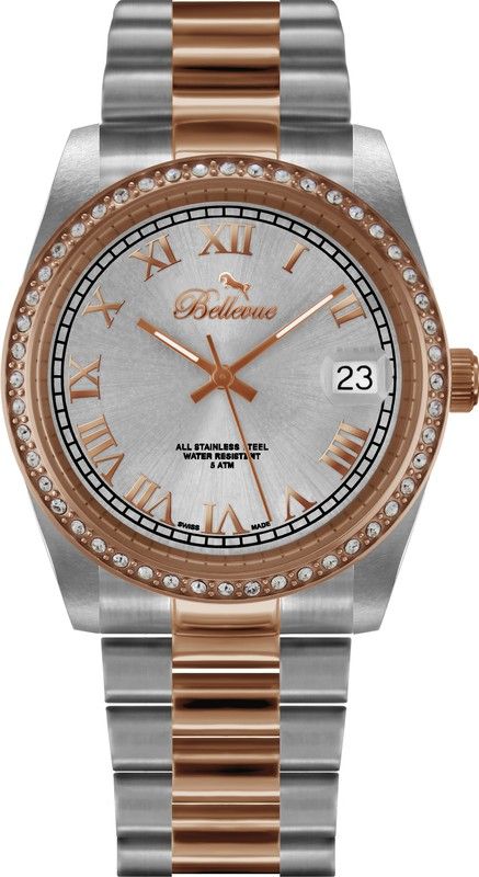 Bellevue Women's Watch I.21 Stainless Steel Grey Bicolor Pink