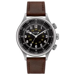 Reloj Bulova Hombre 96A245 Piel Marrón Automático Pilot A15