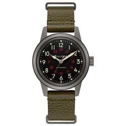 Reloj Bulova Hombre 98A255 Piel Verde Automático Hack Watch