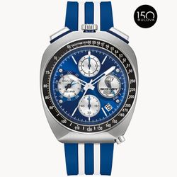 Reloj Bulova Hombre 98B452 Shelby Racer Edición Limitada Acero Plateado Bicolor Azul Analógico