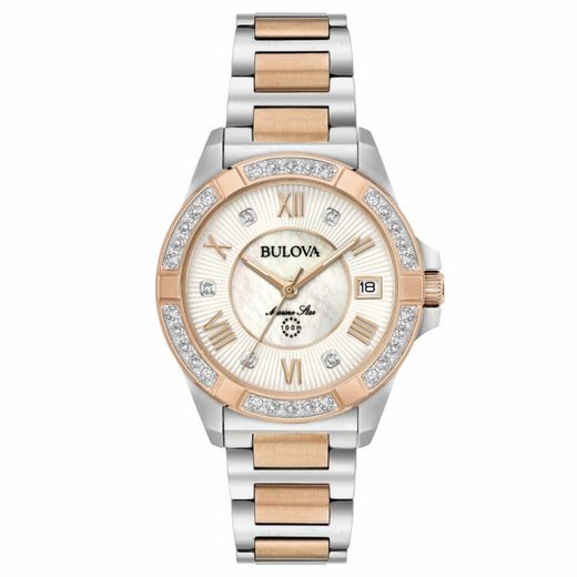 Reloj Bulova Mujer 98R234 Acero Bicolor Rosa Diamantes Marine Star