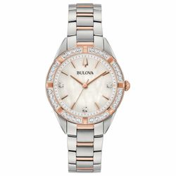 Reloj Bulova Mujer 98R281 Acero Bicolor Rosado Diamantes