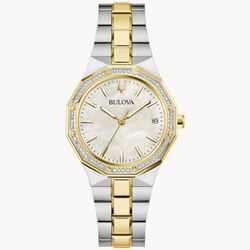 Reloj Bulova Mujer 98R299 Acero Plateado Bicolor Dorado Analógico