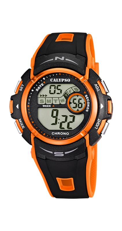 Reloj Calypso hombre digital goma negro naranja K5670-6
