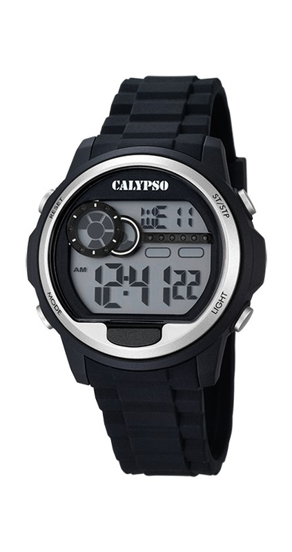 Reloj Calypso hombre o niño digital silicona negro plateado K5667-1