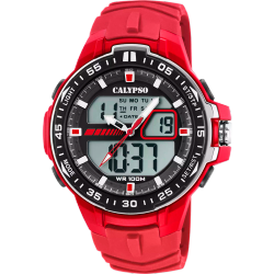 Reloj Calypso Hombre K5766/1 Goma Roja Bicolor Negro Analogico-Digital