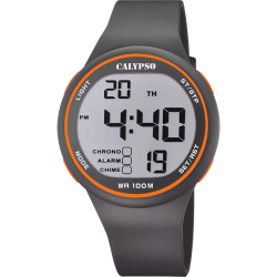 Reloj Calypso Hombre K5795/4 Caucho Negro Bicolor Naranja Digital
