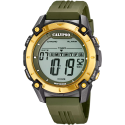 Reloj Calypso Hombre K5814/1 Sport Verde Bicolor Dorado Digital