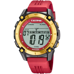 Reloj Calypso Hombre K5814/3 Sport Rojo Bicolor Dorado Digital