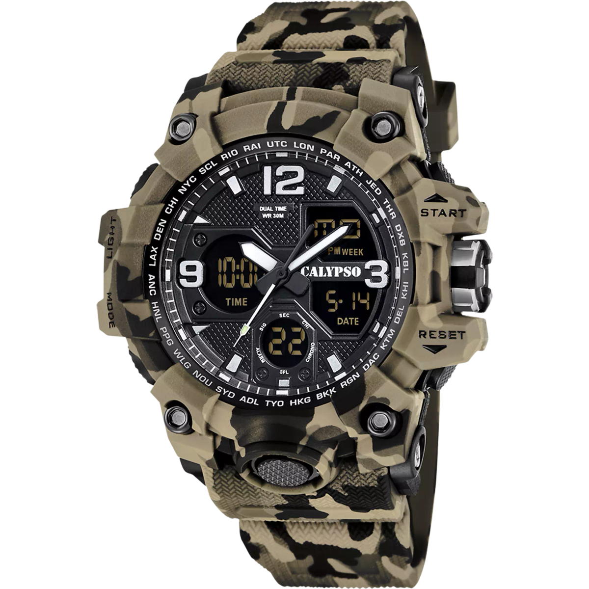 Reloj Calypso Hombre K5855/1 Sport Marrón Bicolor Verde Analógico-Digital