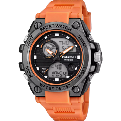 Reloj Calypso Hombre K5875/2 Plástico Negro Bicolor Naranja Analogico-Digital