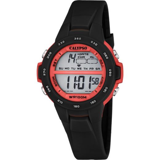 Calypso Children's Watch K5850/6 Sport Black Two-tone Red