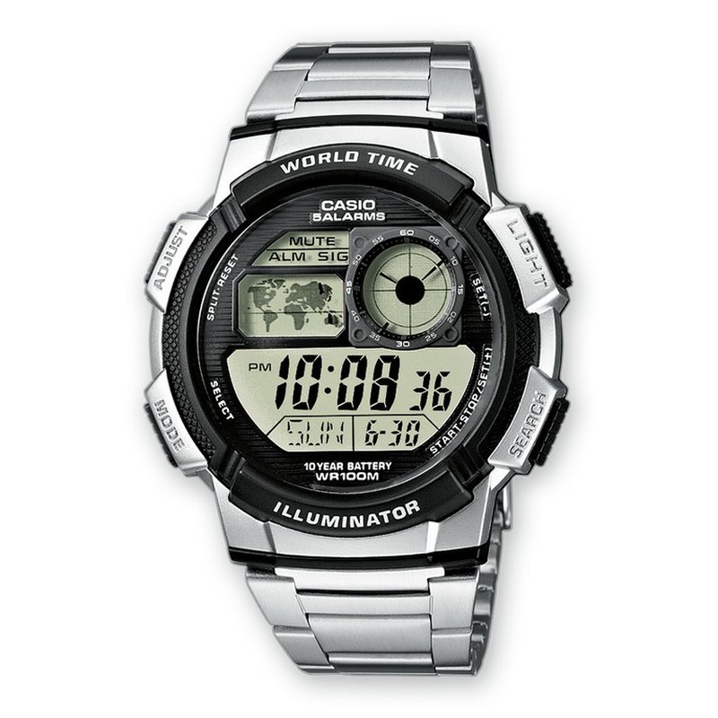 Reloj Casio Digital, Hora Mundial Para Hombre Ae-1000w