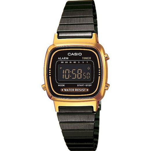 Relógio feminino Casio Digital LA670WEGB-1BEF preto dourado