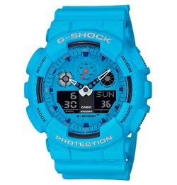 Casio G-Shock GA-100RS-2AER Sportblauw horloge