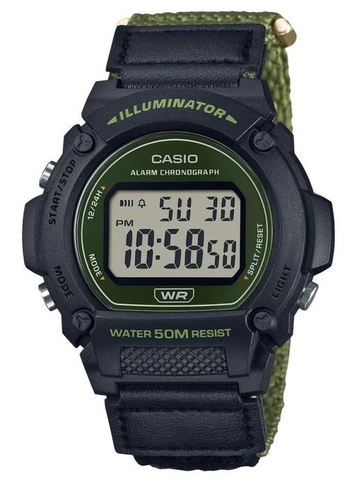 Casio Men's Watch W-219HB-3AVEF Black Leather Nylon