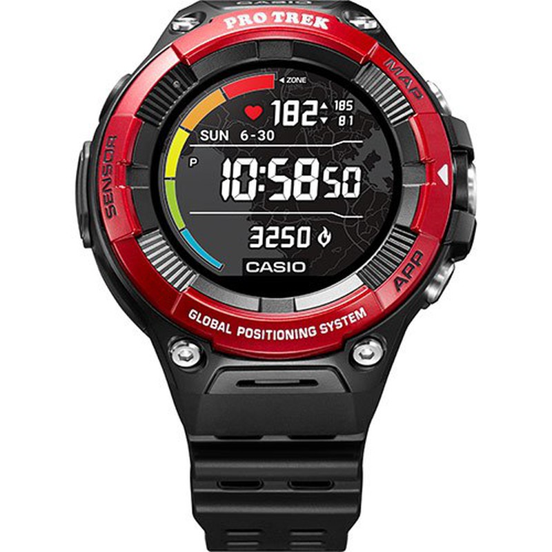 Casio Pro WSD-F21HR-RDBGE Smartwatch Sort Rød — Joyeriacanovas
