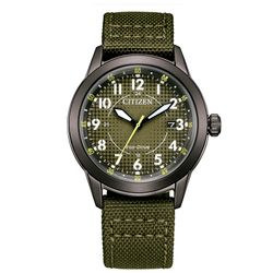 Reloj Citizen Hombre AW1877-09X Nylon Marrón Acero Negro Eco Drive