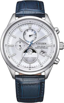 Reloj Citizen Hombre BY1030-09A Radio Controlled Moonphase Eco-Drive Piel Azul Acero