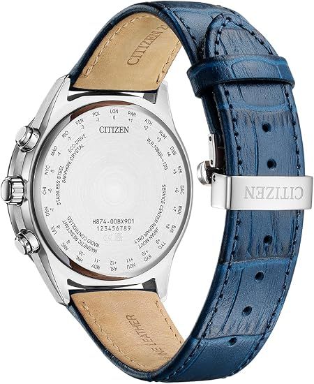 Reloj Citizen Hombre BY1030-09A Radio Controlled Moonphase Eco-Drive Piel Azul Acero
