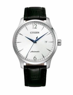 Reloj Citizen Hombre NJ0110-18A Acero Piel Negra Automático 8210 Analógico Plateado Bicolor Blanco