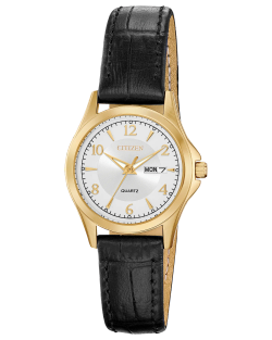 Reloj Citizen Mujer EQ0593-26A Piel Negra Acero Dorado Analógico