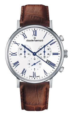 Reloj Claude Bernard Hombre 10258 3 BRBU Swiss Made Piel Marrón Cronógrafo Acero Analógico