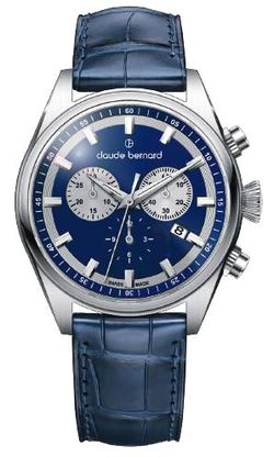 Reloj Claude Bernard Hombre 10259 3C BUAIN Swiss Made Piel Azul Cronógrafo Acero Analógico