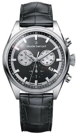 Reloj Claude Bernard Hombre 10259 3C NAIN Swiss Made Piel Negra Cronógrafo Acero Analógico