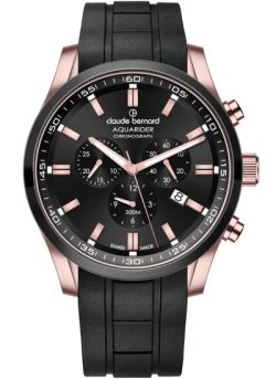 Reloj Claude Bernard Hombre 10262 357RNCA NIR Swiss Made Cronógrafo Acero Negro Bicolor Rose Analógico
