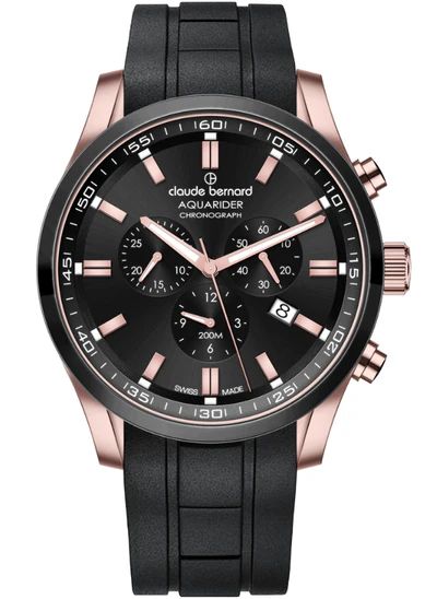 Reloj Claude Bernard Hombre 10262 357RNCA NIR Swiss Made Cronógrafo Acero Negro Bicolor Rose Analógico