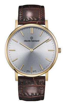 Reloj Claude Bernard Hombre 20219 37J AID Swiss Made Piel Marrón Acero Dorado Analógico