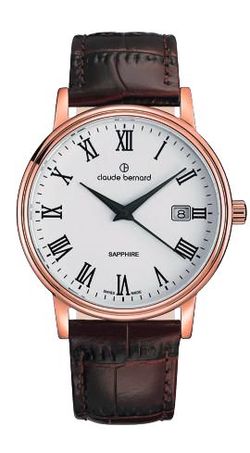 Reloj Claude Bernard Hombre 53007 37R BR Swiss Made Piel Marrón Acero Rose Analógico