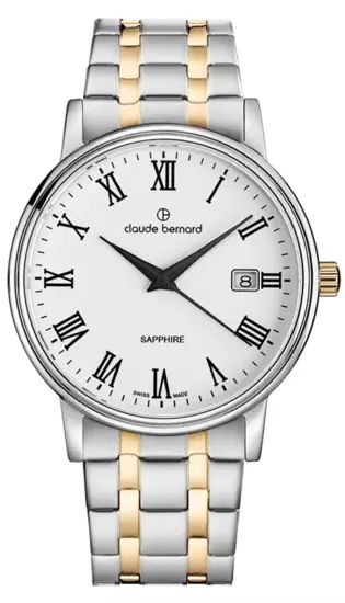 Reloj Claude Bernard Hombre 53009 357JM BR Swiss Made Acero Bicolor Dorado Analógico