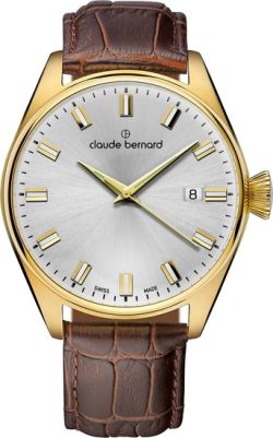 Reloj Claude Bernard Hombre 70203 37JC AID1 Swiss Made Piel Marrón Acero Dorado Analógico