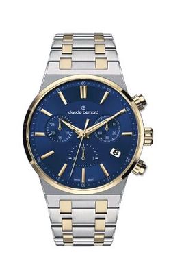 Reloj Claude Bernard Unisex 10264 357JM BUID Swiss Made Cronógrafo Acero Bicolor Dorado Analógico