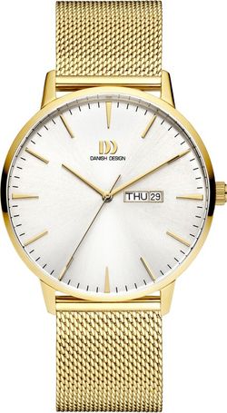 Relógio masculino de design dinamarquês Q1267IQ05 em aço dourado