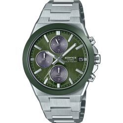 Reloj Edifice Hombre EFS-S650D-3A Cronógrafo Solar Acero Plateado Bicolor Verde