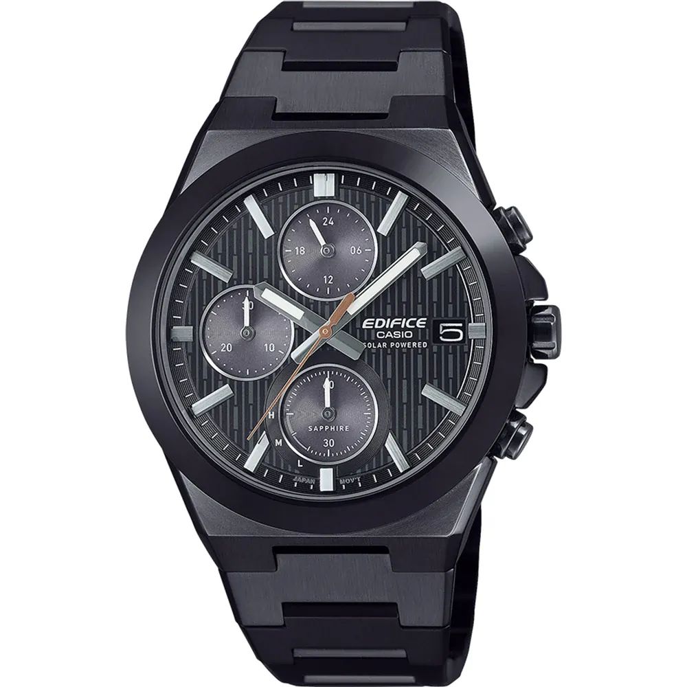 Reloj Edifice Hombre EFS-S650DC-1A Cronógrafo Solar Acero Negro Ionizado