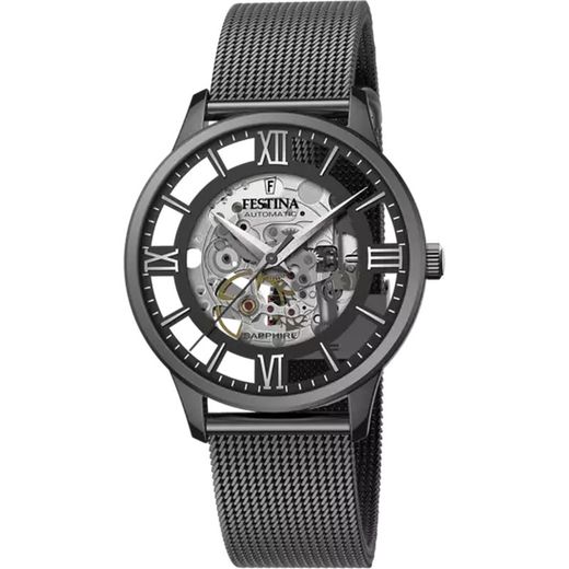 Festina Herrenuhr Automatik F20535/1 Stahl Schwarz Mat