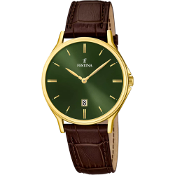 Reloj Festina Hombre F16747/5 Acero Dorado Piel Marrón Analógico